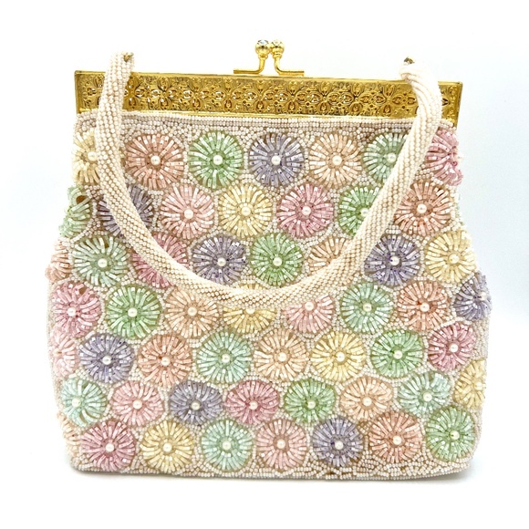 VTG Flower Beaded Handbag - Picture 2 of 10